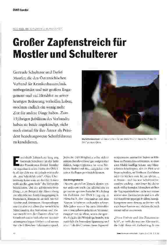 Vorschauseite 1: Großer Zapfenstreich für Mostler und Schulterer