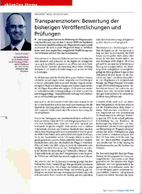 Vorschauseite 1: Transparenznoten: Bewertung der bisherigen Veröffentlichungen und Prüfungen