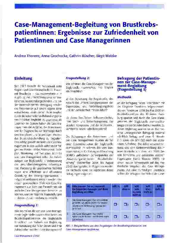 Vorschauseite 1: Case-Management-Begleitung von Brustkrebspatientinnen: Ergebnisse zur Zufriedenheit von Patientinnen und Case Managerinnen