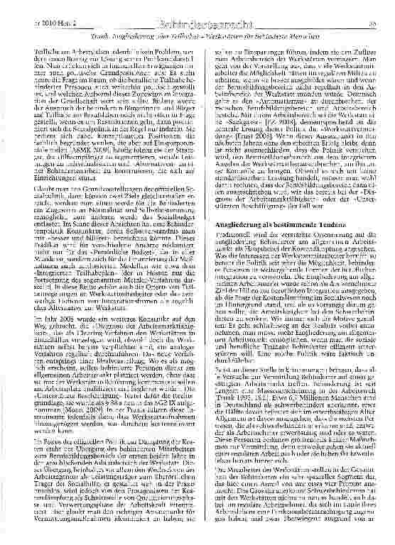 Vorschauseite 2: Eingliederung oder Teilhabe? - Werkstätten für behinderte Menschen im Spannungsfeld vonPolitik und Praxis