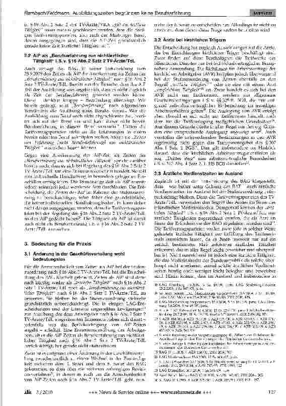 Vorschauseite 4: Ausbildungszeiten begründen keine Berufserfahrung -Zur Anrechnung von Zeiten als Arzt/Ärztin im Praktikum bei der Stufenzuordnung nach dem TV-Ärzte/TdL -