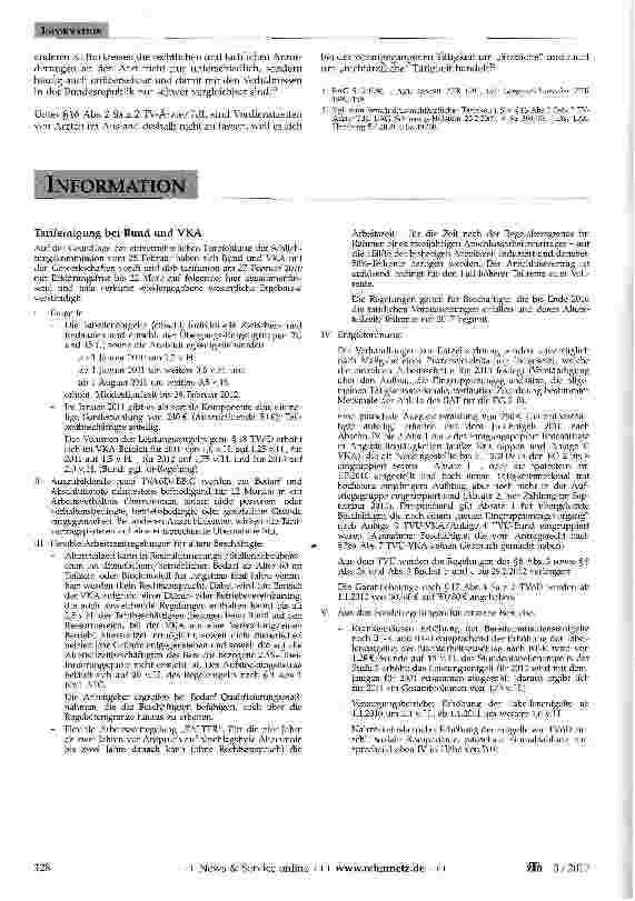 Vorschauseite 5: Ausbildungszeiten begründen keine Berufserfahrung -Zur Anrechnung von Zeiten als Arzt/Ärztin im Praktikum bei der Stufenzuordnung nach dem TV-Ärzte/TdL -