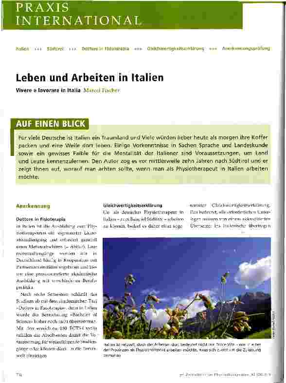 Vorschauseite 1: Leben und Arbeiten in Italien