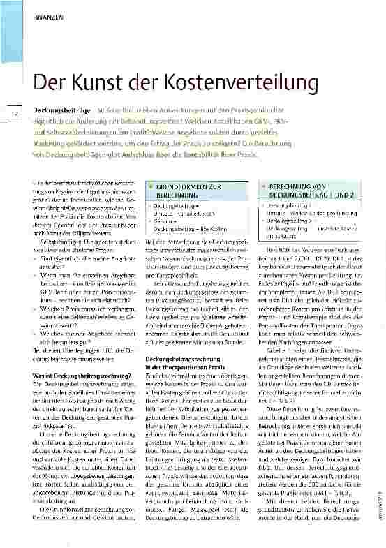 Vorschauseite 1: Der Kunst der Kostenverteilung