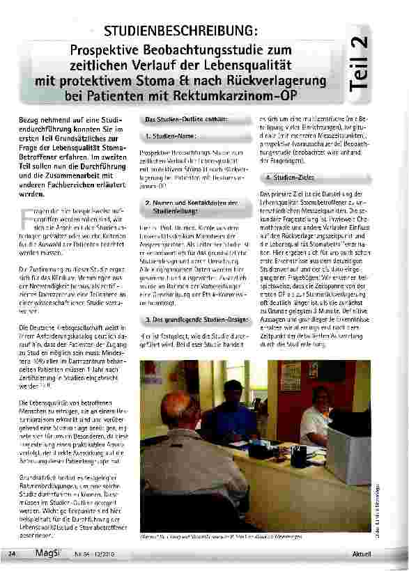 Vorschauseite 1: Prospektive Beobachtungsstudie zum zeitlichen Verlauf der Lebensqualität mit protektivem Stoma £t nach Rückverlagerungbei Patienten mit Rektumkarzinom-OP