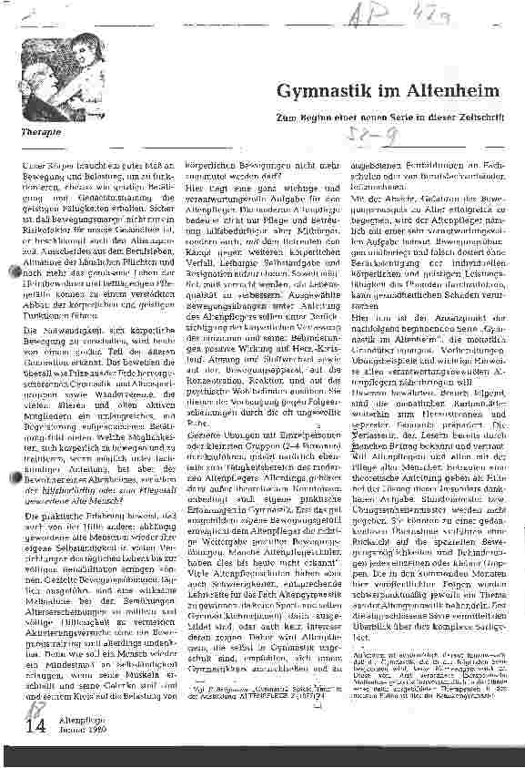 Vorschauseite 1: Gymnastik im Altenheim
