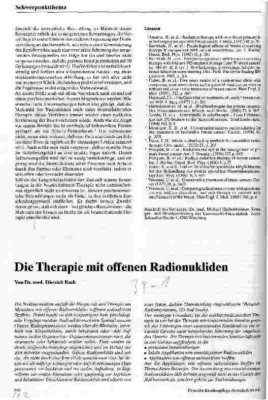 Vorschauseite 1: Die Therapie mit offenen Radionukliden