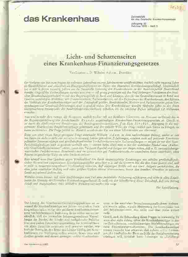Vorschauseite 1: Licht - und Schattenseiten eines Krankenhausfinanzierungsgesetz