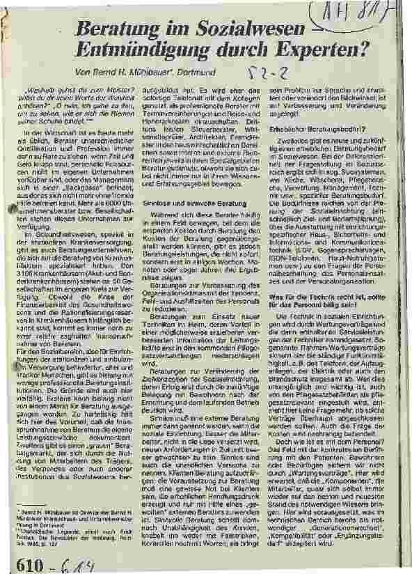 Vorschauseite 1: Beratung im Sozialwesen - Entmündigung durch Experten?