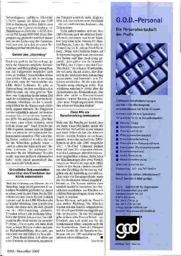 Vorschauseite 2: Von Fall zu Fall verschieden DRG-System: die richtige Eingruppierung entscheidet über die Erlöse der Kliniken