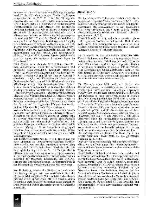 Vorschauseite 2: Maligne Hyperthermie in der ambulanten Anästhesiepraxis - Ein Fallbericht -
