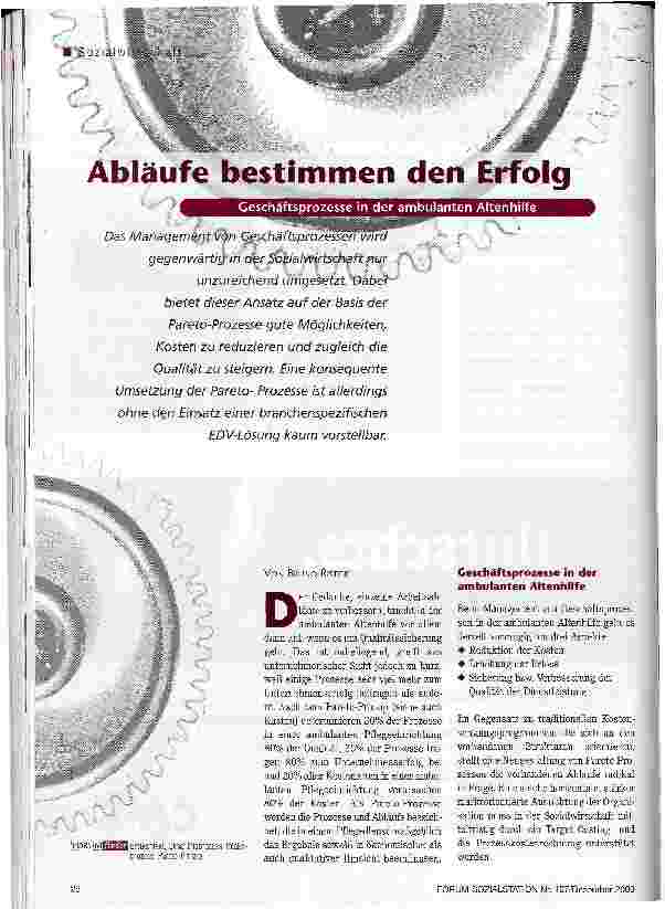 Vorschauseite 1: Abläufe bestimmen den Erfolg Geschäftsprozesse in der ambulanten Altenhilfe