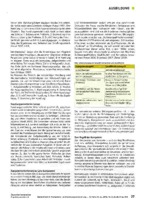 Vorschauseite 2: Ausbildungs-Glossar Teil 6 Kompetenzund Handlungsorientierung im Unterricht
