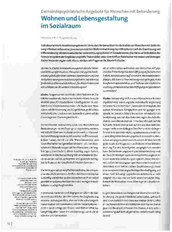 Vorschauseite 1: Wohnen und Lebensgestaltung im Sozialraum