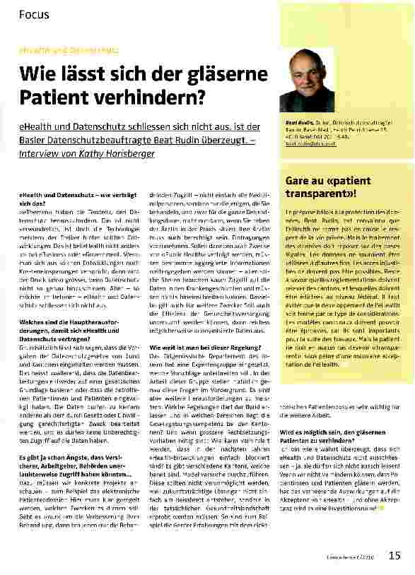 Vorschauseite 1: Wie lässt sich der gläserne Patient verhindern?