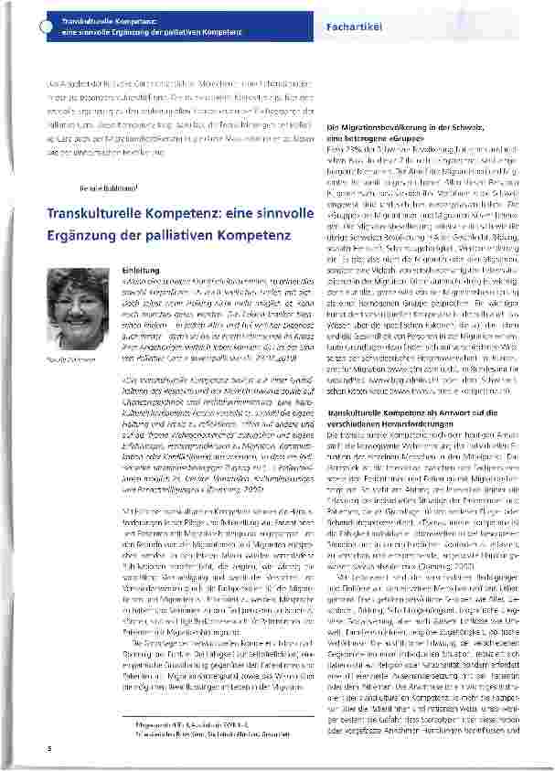 Vorschauseite 1: Transkulturelle Kompetenz: eine sinnvolle Ergänzung der palliativen Kompetenz