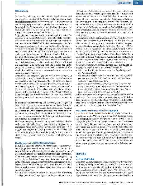 Vorschauseite 2: Qualitätsmanagement auf einer Palliativstation welchen Beitrag können qualitative Interviews mit Patienten und ihren Angehörigen leisten?