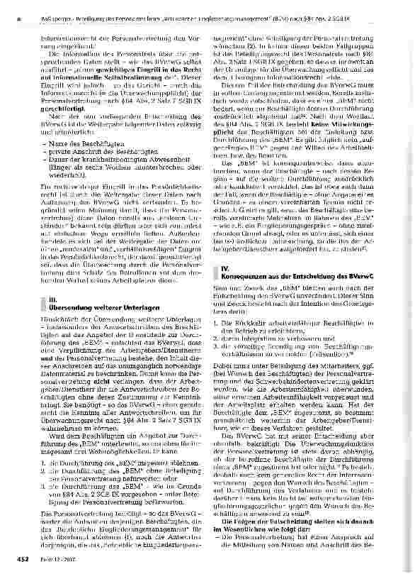 Vorschauseite 3: Beteiligung des Personalrats beim „Betrieblichen Eingliederungsmanagement (BEM) nach §84 Abs. 2 SGB IX