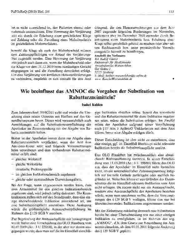 Vorschauseite 1: Wie beeinflusst das AMNOC die Vorgaben der Substitution vonRabattarzneimitteln?