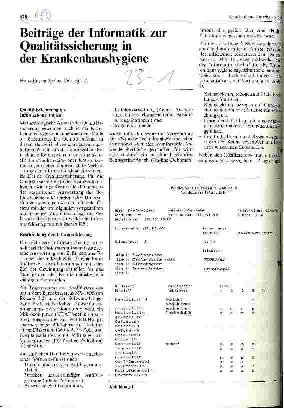 Vorschauseite 1: Beiträge der Informatik zur Qualitätssicherung in der Krankenhaushygiene