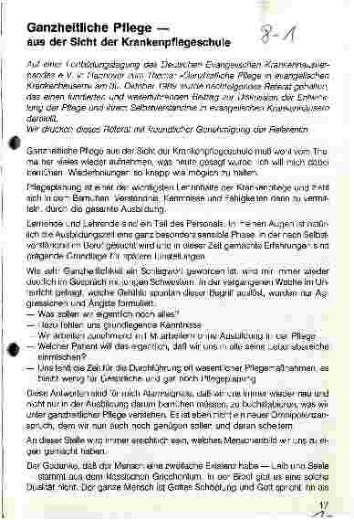 Vorschauseite 1: Ganzheitliche Pflege - aus der Sicht der Krankenpflegeschule