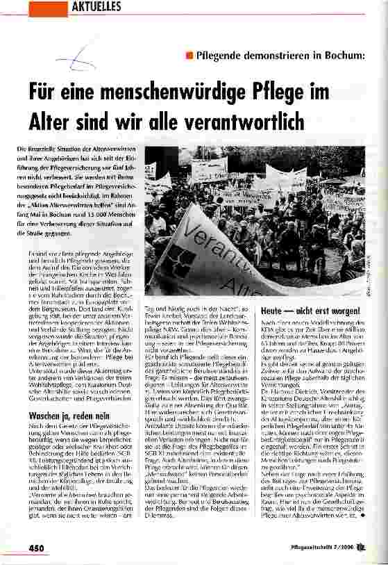 Vorschauseite 1: Für eine menschenwürdige Pflege im Alter sind wir alle verantwortlich