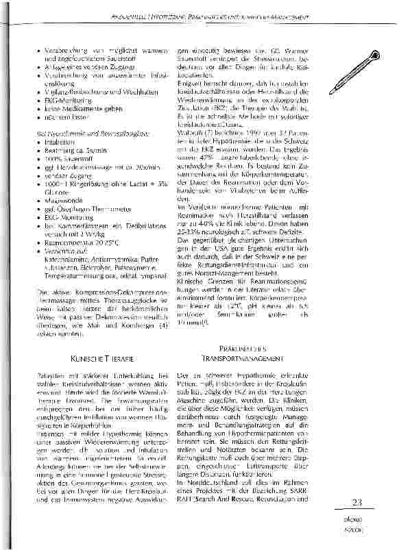 Vorschauseite 3: Akzidentelle Hypothermie Präklinisches und klinisches Management