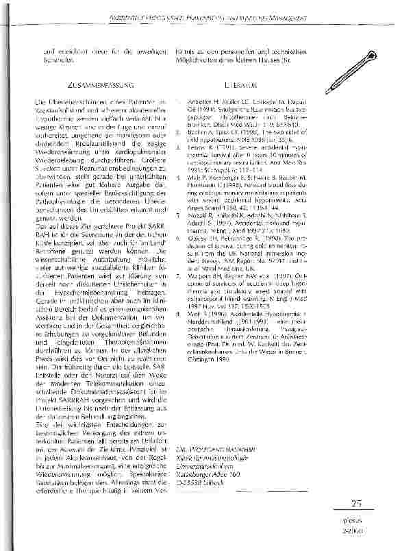 Vorschauseite 5: Akzidentelle Hypothermie Präklinisches und klinisches Management