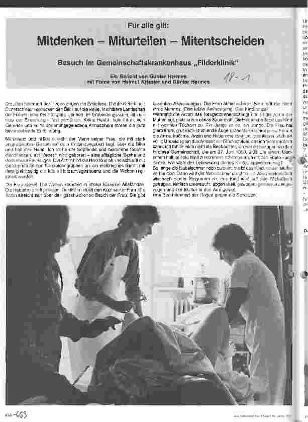 Vorschauseite 1: Mitdenken - Miturteilen - Mitentscheiden Besuch im Gemeinschaftskrankenhaus Filderklinik