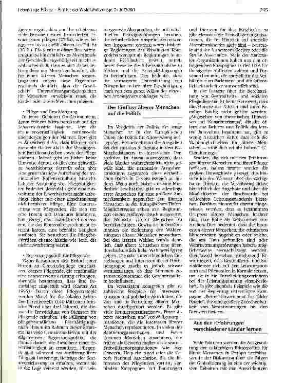 Vorschauseite 4: Politik für eine bessere Pflege Großbritannien bemüht sich um die Unterstützung für ältere Menschen