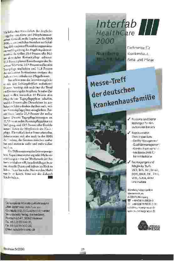 Vorschauseite 3: Fakten, Fakten, Fakten Ausgewählte Ergebnisse der Altenpflege-Marktanalyse (AMA 2000)