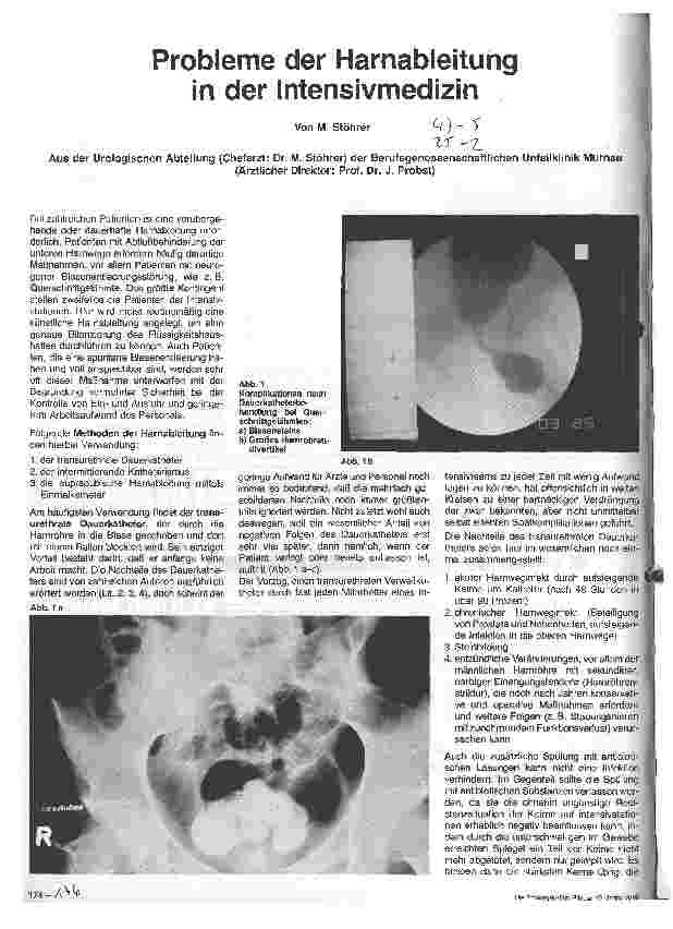 Vorschauseite 1: Probleme der Harnableitung in der Intensivmedizin Aus der Urologischen Abteilung der Unfallklinik München