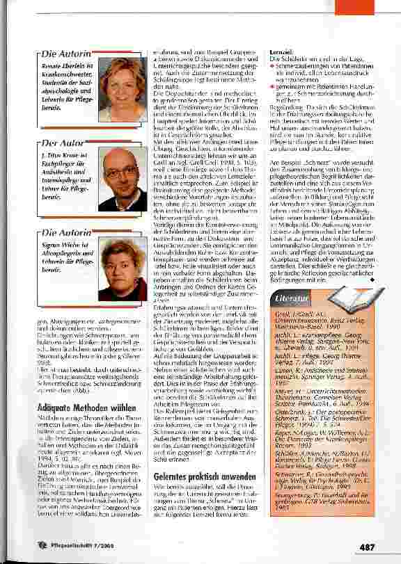 Vorschauseite 4: Versprachlichung von Gefühlen Unterrichtsentwurf zum Thema Schmerz - Teil 2