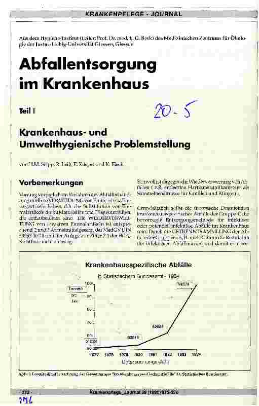Vorschauseite 1: Abfallentsorgung im Krankenhaus - Teil 1 Krankenhausund umwelthygienische Problemstellung