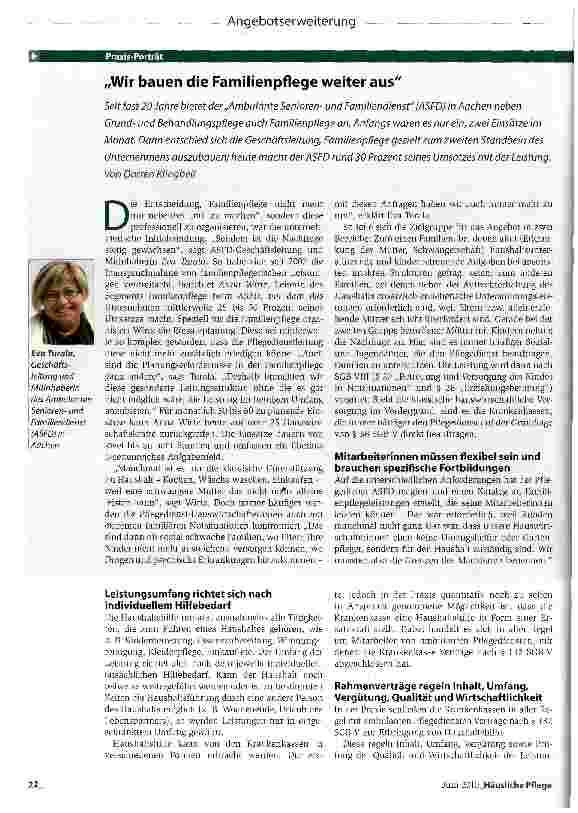 Vorschauseite 1: „Wir bauen die Familienpflege weiter aus