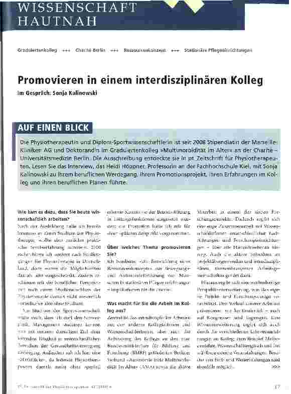 Vorschauseite 1: Promovieren in einem interdisziplinären Kolleg