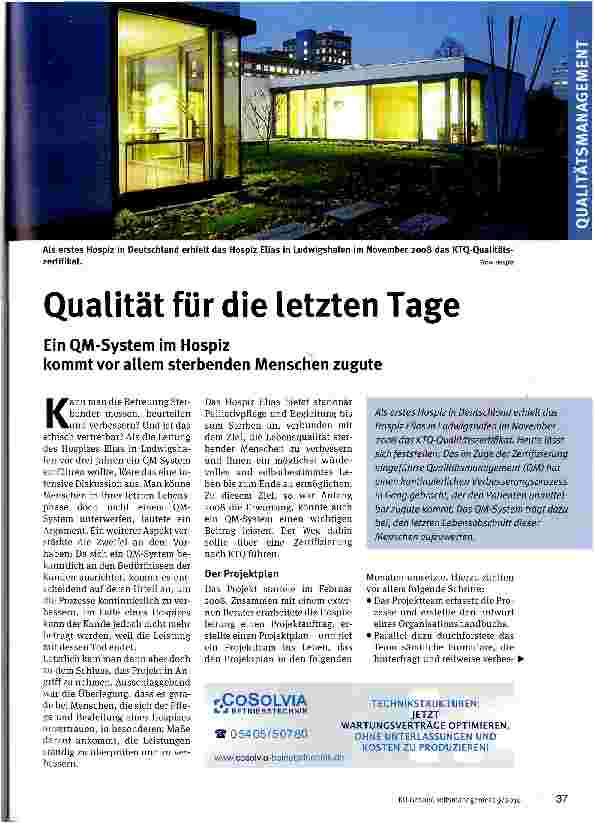 Vorschauseite 1: Qualität für die letzten Tage