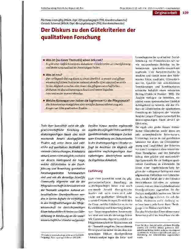Vorschauseite 1: Der Diskurs zu den Gütekriterien der qualitativen Forschung