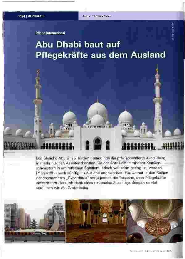 Vorschauseite 1: Abu Dhabi baut auf Pflegekräfte aus dem Ausland