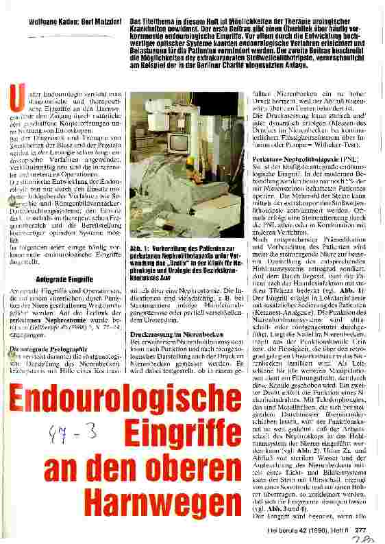 Vorschauseite 1: Endourologische Eingriffe an den oberen Harnwegen