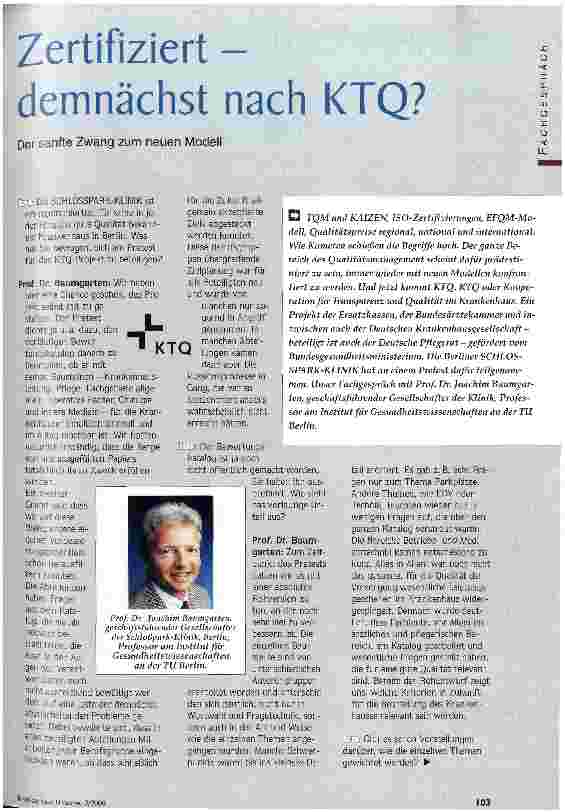 Vorschauseite 1: Zertifiziert - demnächst nach KTQ? Der sanfte Zwang zum neuen Modell