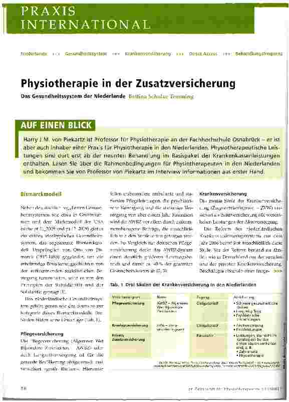 Vorschauseite 1: Physiotherapie in der Zusatzversicherung