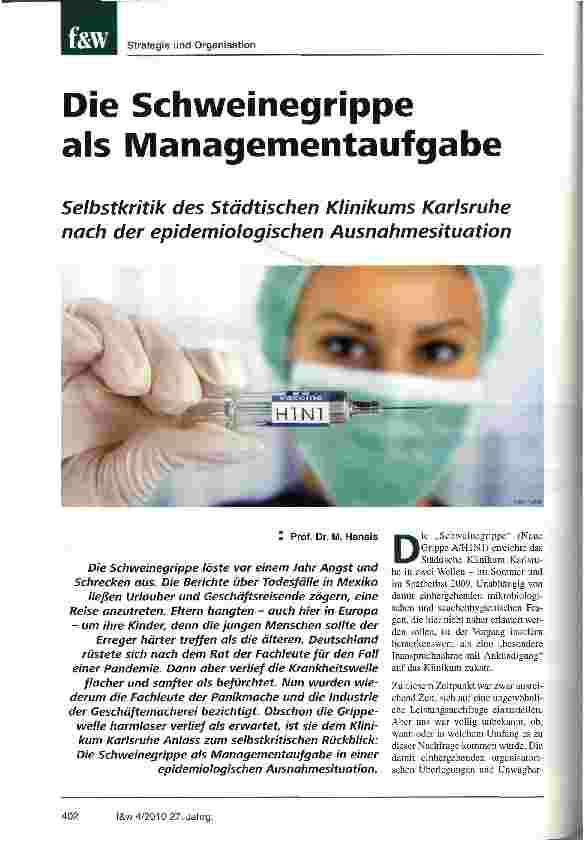 Vorschauseite 1: Die Schweinegrippe als Managementaufgabe