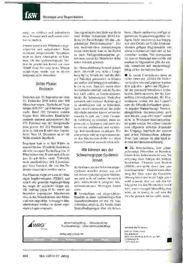Vorschauseite 3: Die Schweinegrippe als Managementaufgabe