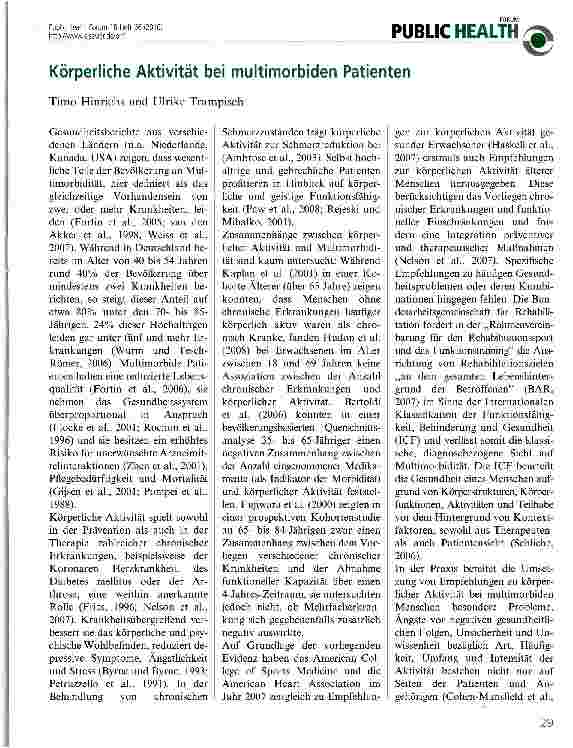 Vorschauseite 1: Körperliche Aktivität bei multimorbiden Patienten