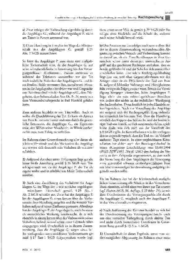 Vorschauseite 4: Anwaltliche Beratung zur Beendigung der künstlichen Ernährung als versuchter Totschlag