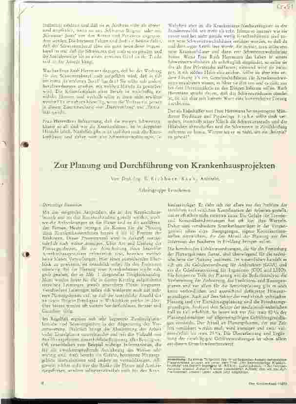 Vorschauseite 1: Zur Planung und Durchführung von Krankenhausprojekten