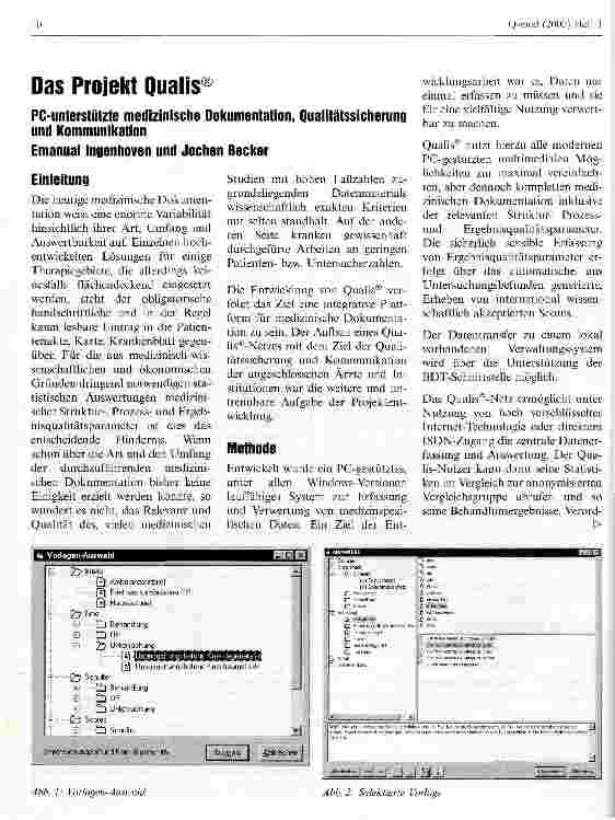 Vorschauseite 1: Das Projekt Qualis PC-unterstützte medizinische Dokumentation, Qualitätssicherung und Kommunikation