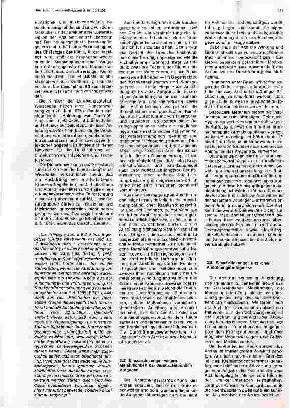 Vorschauseite 3: Rechtliche Zulässigkeit der Durchführung von Blutentnahmen, Injektionen, Infusionen, Transfusionen durch das Pflegepersonal