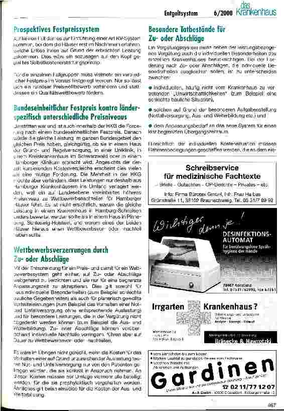 Vorschauseite 3: Positionen der Hamburgischen Krankenhausgesellschaft zur Einführung eines neuen Entgeltsystems ab 2003